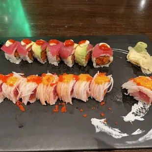 BMW roll (top)  East coast roll, No cucumber add krab meat (bottom)