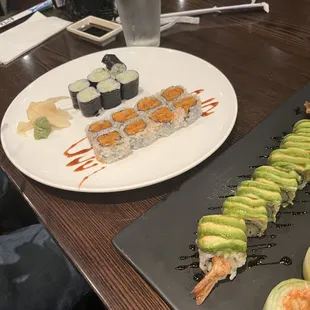 Sweet potato roll and cucumber roll