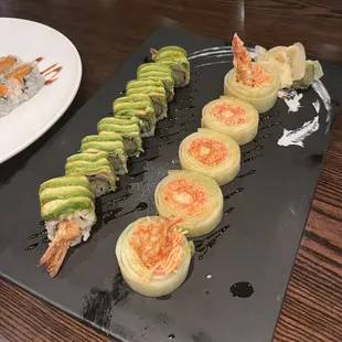 Krab and Krab Tempura rolled with cucumber