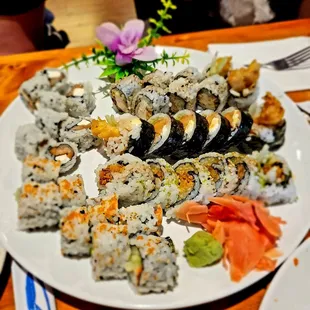 a plate of sushi
