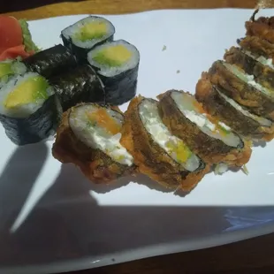 Avocado roll deep fried asparagus roll