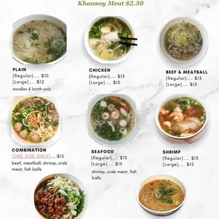 the menu for the restaurant