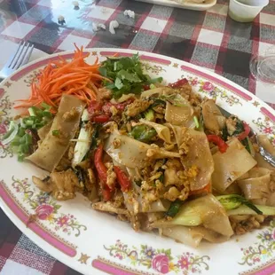 Delicious spicy noodles or Pad Kee Mao!