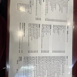 The back menu