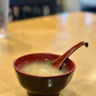 a bowl of soup on a table