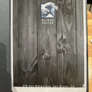 Front of menu (open)