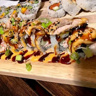 Ybor Cali roll with cuban pork on top!