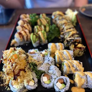 a plate of sushi