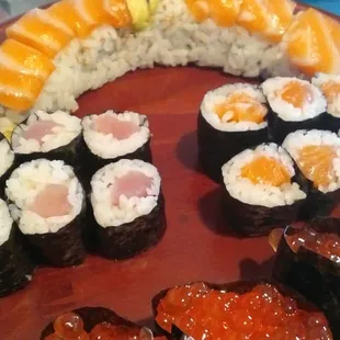 a variety of sushi on a plate