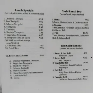 menu