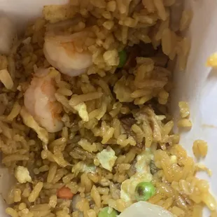 Shrimp fried rice. Kind of not good this time