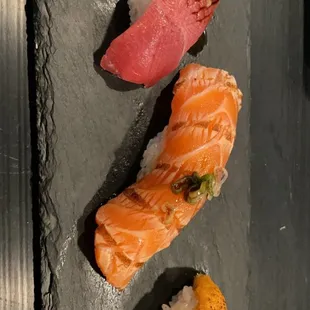 three different types of sushi