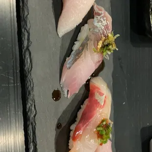 three different types of sushi
