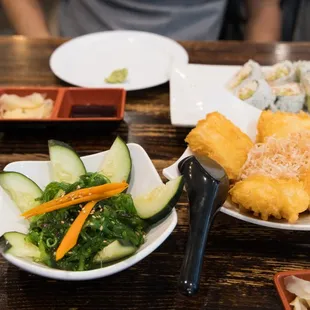 seaweed salad and tofu