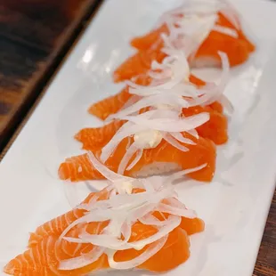 Scottish Salmon Sushi with Onion &amp; Mayo