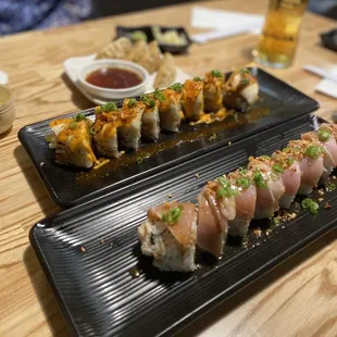 Sunset roll and volcano roll!!