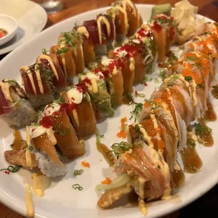 sashimi, sushi, sushi and sashimi, food