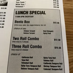 Lunch specials