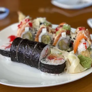 a plate of sushi on a table