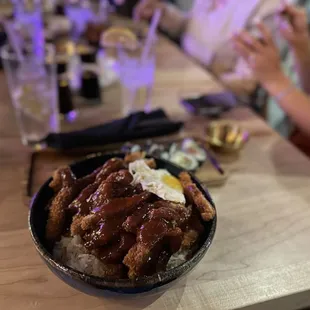 a bowl of food on a table