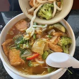 Kimchi Udon soup with tofu