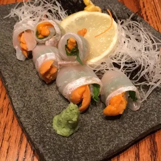 Uni Wrapped In Thinly Sliced Halibut