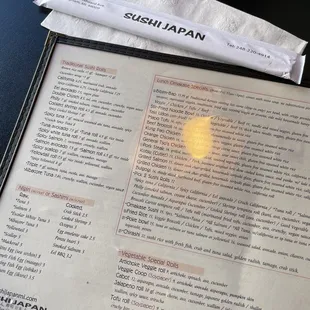 menu