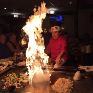 Our chef  in the Hibachi table