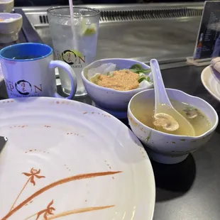Miso soup, House Salad, green tea