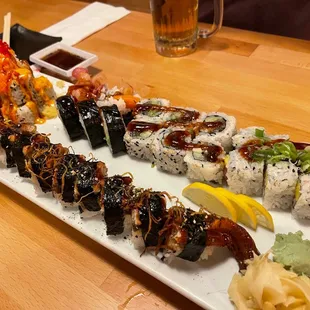 salmon skin and volcano roll