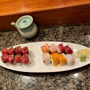 Pepper tuna and Rainbow Rolls. Fresh and delicious!