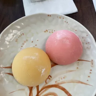 Mango and strawberry mochi