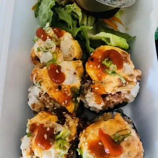 Black Panther Roll (baked scallop on top &amp; cream cheese inside)!