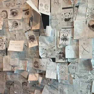 Sketch post board. Created by guests.