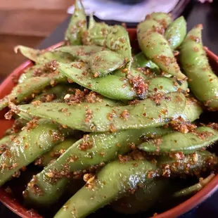 Spicy Garlic Edamame