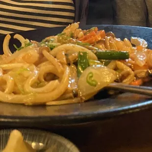 Seafood Yaki Udon (Assorted seafood and vegetable, stir fried udon noodle) 12