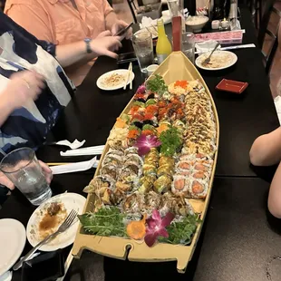 A large assortment of amazing sushi!!!!!
