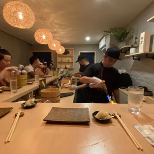 interior, sushi and sashimi