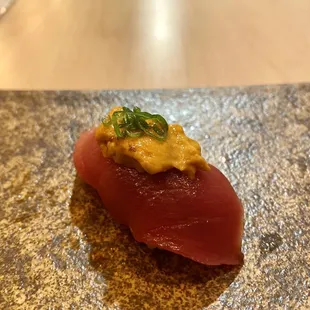 Chu toro topped with uni