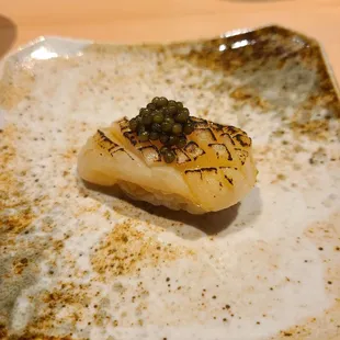 Smoked scallop with caviar