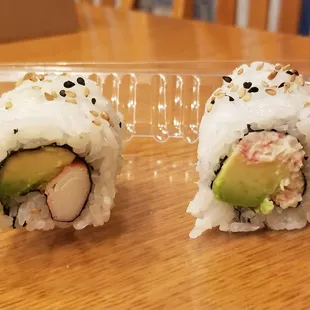 California Roll on left, California II Roll on right