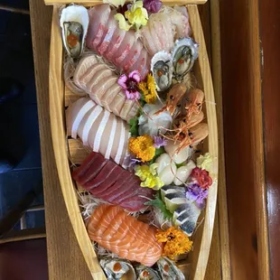 Sashimi Boat (fish varies everyday, and good for up to 2-person to eat sashimi)