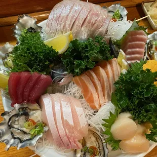 Omakasae (chef's choice for the best sashimi today) please note: everyday we have different fresh fish at Sushi Kan, San Jose, CA