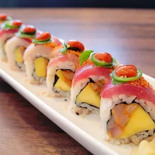 Mendez sushi roll - a delicious mix of sweet, spicy, and a little salty!