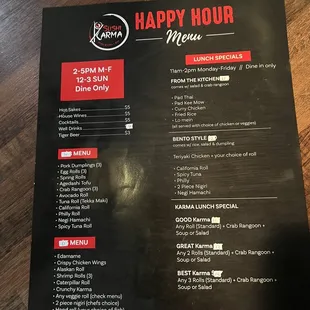 Updated Happy Hour menu 4/2022