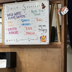 Fall/November specials.