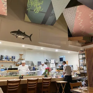 interior, sushi and sashimi