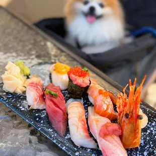 Omakase - Chef&apos;s Choice Nigiri | 8 pc - $42 (two dog-friendly tables outside)