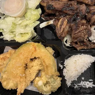 7. BBQ Short Rib, Tempura and California Roll dinner box