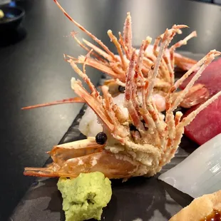 Fried Sweet shrimp head.